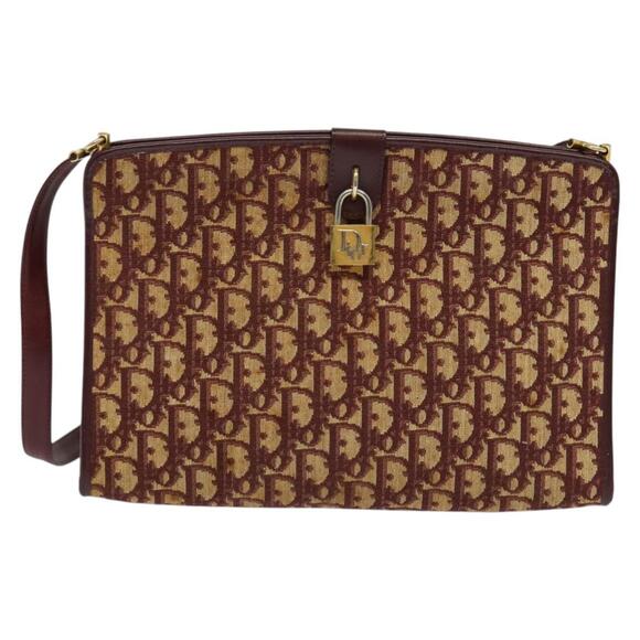 DIOR Trotter Canvas Shoulder Bag Red Gold - Picture 2 of 12